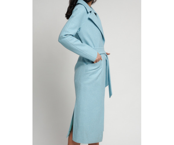 Пальто демисезонное голубого цвета 4444Gl