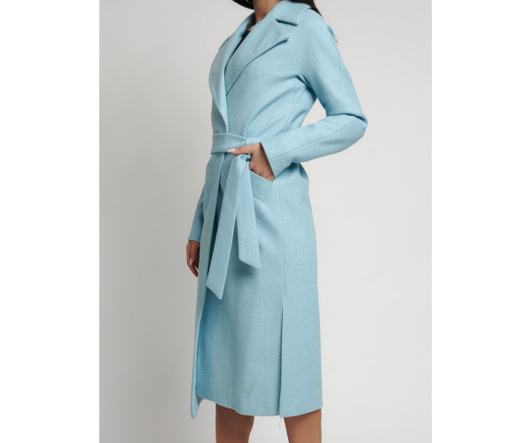 Пальто демисезонное голубого цвета 4444Gl