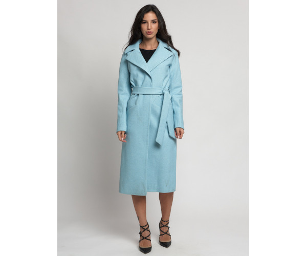 Пальто демисезонное голубого цвета 4444Gl