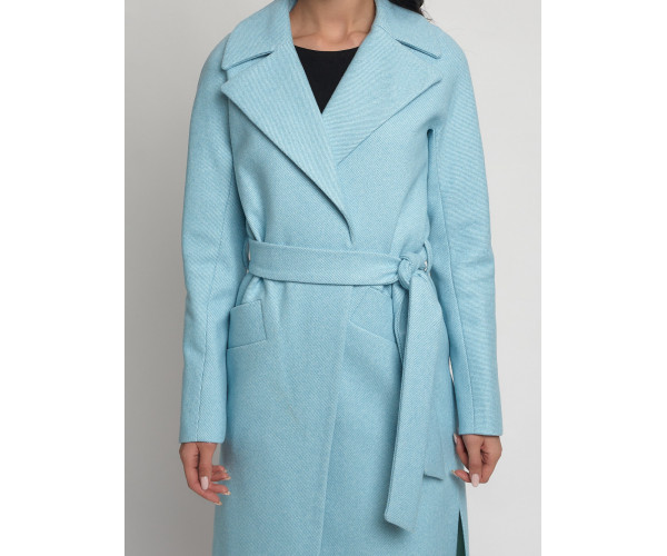 Пальто демисезонное голубого цвета 4444Gl