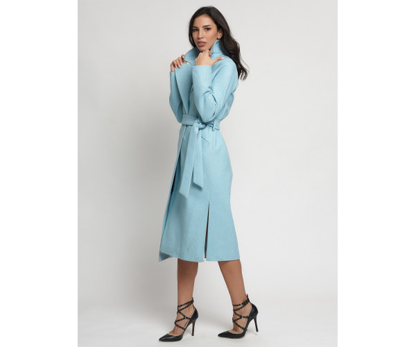 Пальто демисезонное голубого цвета 4444Gl