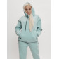Трикотажный спортивный костюм женский с начесом бирюзового цвета 1084Br