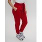 Джоггеры женские на флисе зимние красного цвета 1097Kr