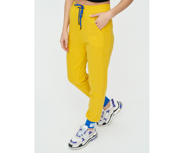 Спортивные брюки женские желтого цвета 1307J