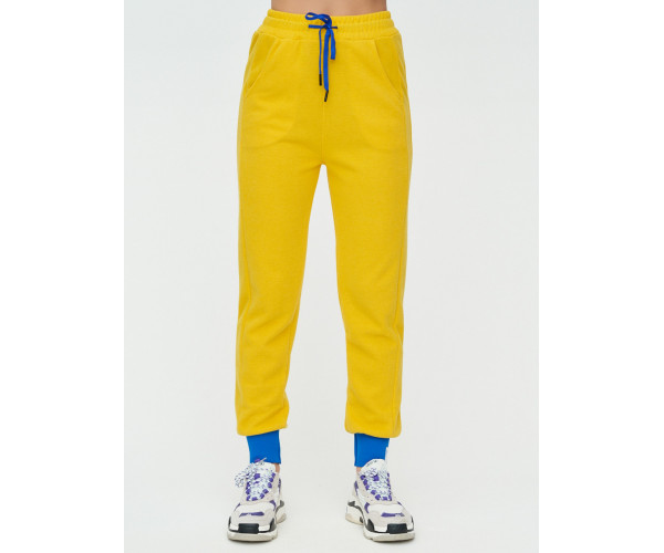 Спортивные брюки женские желтого цвета 1307J
