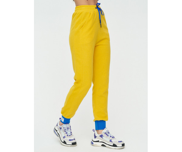 Спортивные брюки женские желтого цвета 1307J