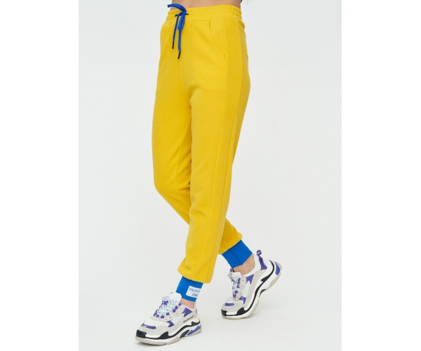 Спортивные брюки женские желтого цвета 1307J