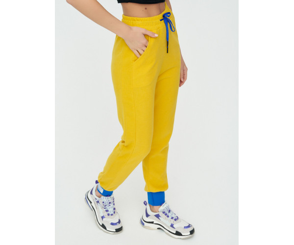 Спортивные брюки женские желтого цвета 1307J