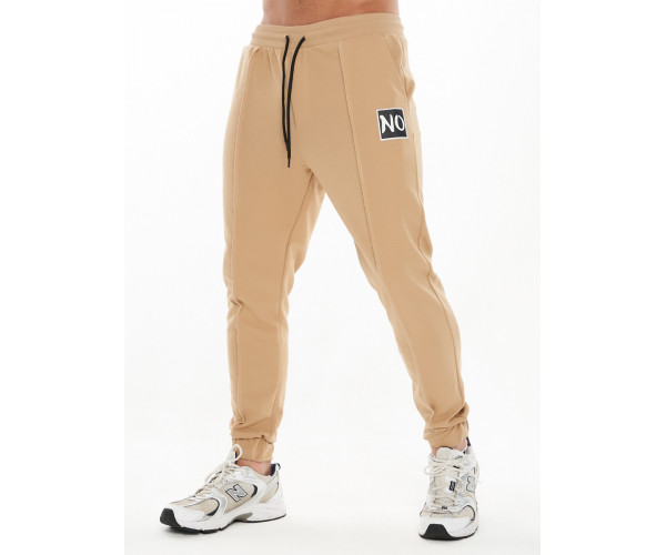 Костюм джоггеры с футболкой бежевого цвета 9181B