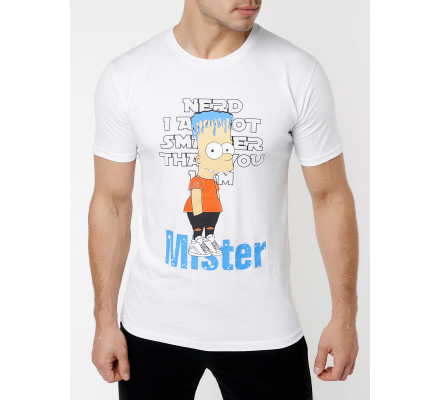 Мужские футболки с принтом белого цвета 221418Bl