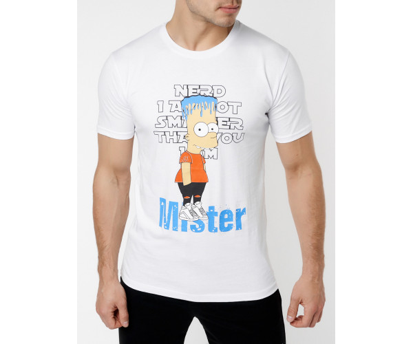 Мужские футболки с принтом белого цвета 221418Bl