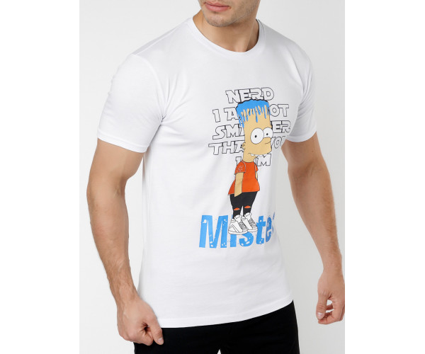 Мужские футболки с принтом белого цвета 221418Bl