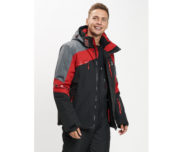 Горнолыжная куртка мужская красного цвета 77013Kr