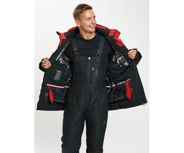 Горнолыжная куртка мужская большого размера красного цвета 77029Kr