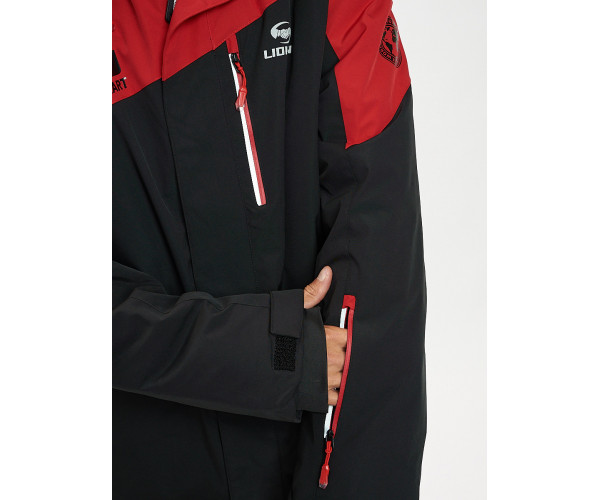 Горнолыжная куртка мужская большого размера красного цвета 77029Kr