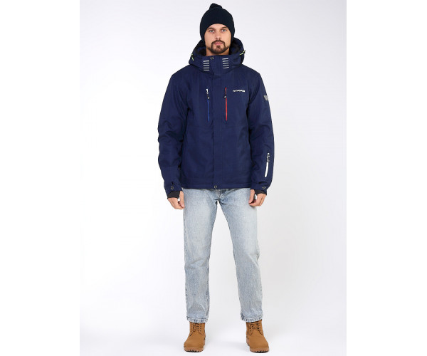 Мужская зимняя горнолыжная куртка большого размера темно-синего цвета 19471TS