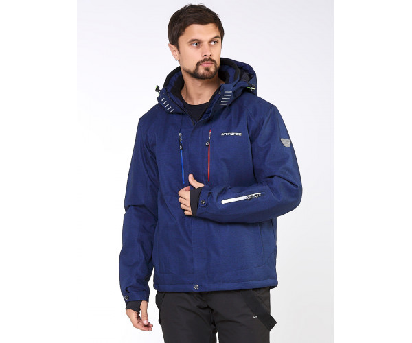 Мужская зимняя горнолыжная куртка большого размера темно-синего цвета 19471TS
