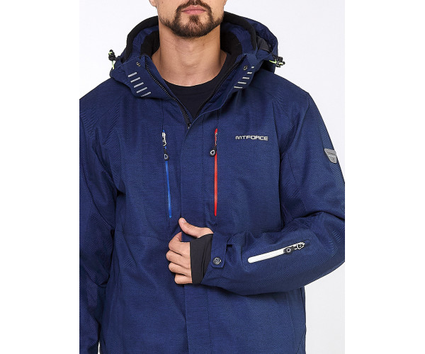 Мужская зимняя горнолыжная куртка большого размера темно-синего цвета 19471TS