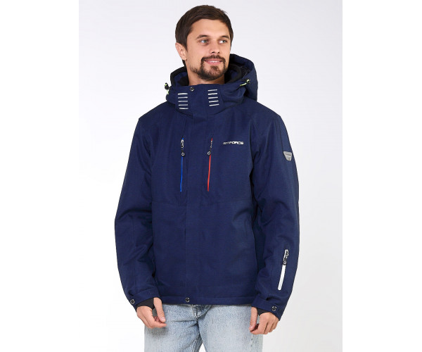 Мужская зимняя горнолыжная куртка большого размера темно-синего цвета 19471TS