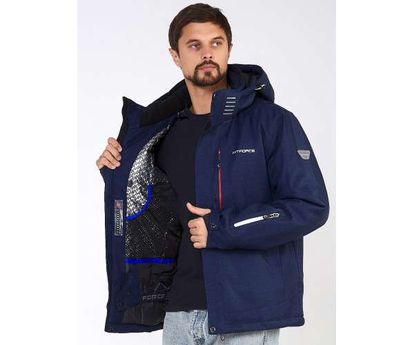 Мужская зимняя горнолыжная куртка большого размера темно-синего цвета 19471TS