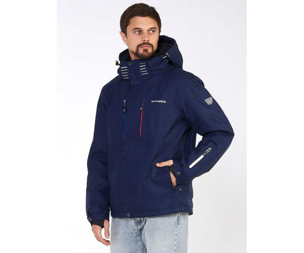 Мужская зимняя горнолыжная куртка большого размера темно-синего цвета 19471TS