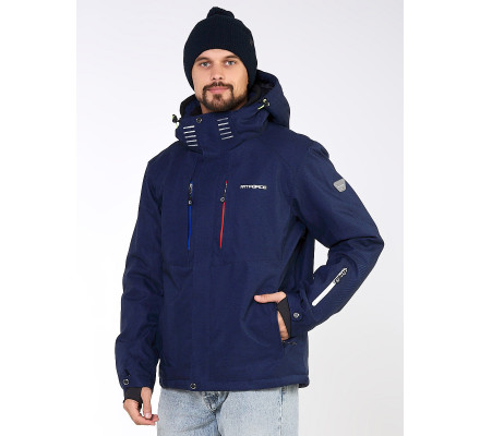 Мужская зимняя горнолыжная куртка большого размера темно-синего цвета 19471TS