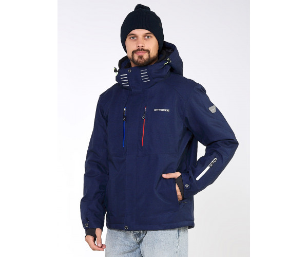 Мужская зимняя горнолыжная куртка большого размера темно-синего цвета 19471TS