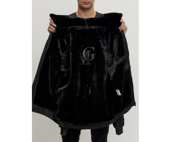 Куртка классическая с мехом мужская черного цвета 2917Ch