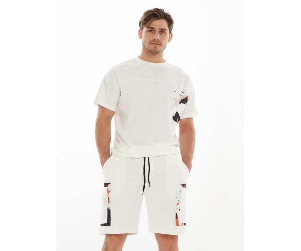 Костюм шорты и футболка белого цвета 9183Bl