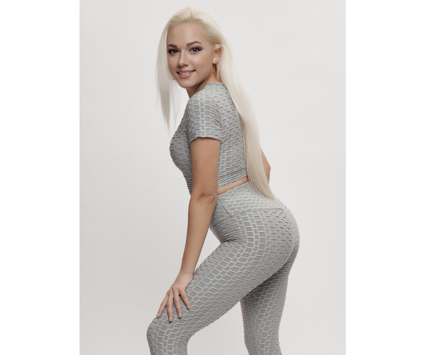 Костюм для фитнеса женский серого цвета 2001Sr