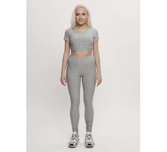 Костюм для фитнеса женский серого цвета 2001Sr