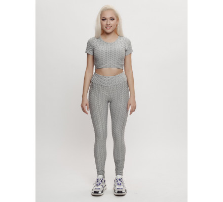 Костюм для фитнеса женский серого цвета 2001Sr