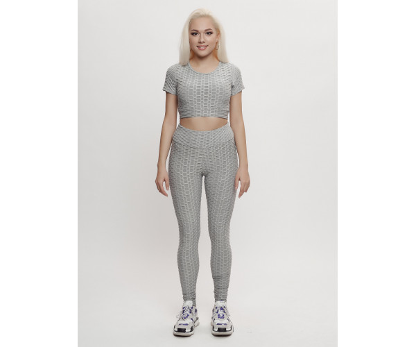 Костюм для фитнеса женский серого цвета 2001Sr