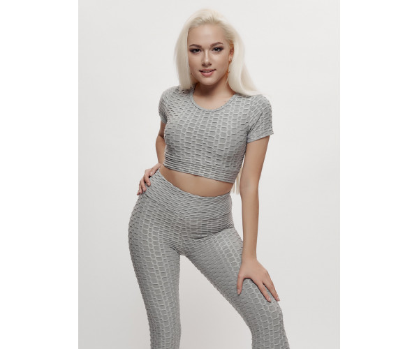 Костюм для фитнеса женский серого цвета 2001Sr