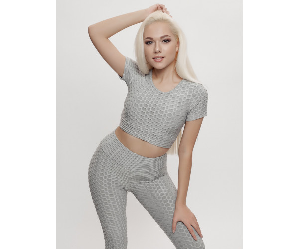 Костюм для фитнеса женский серого цвета 2001Sr