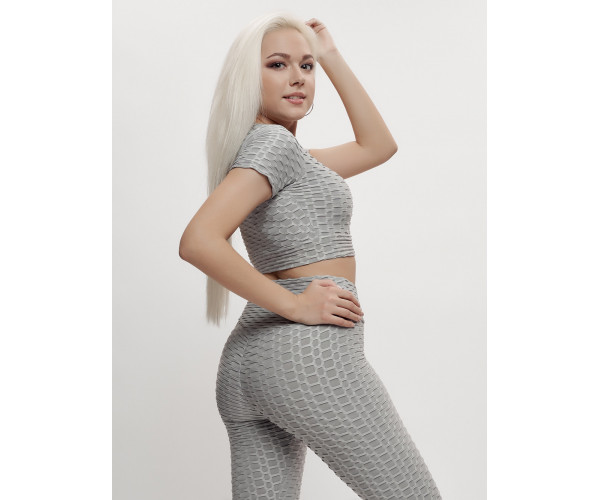 Костюм для фитнеса женский серого цвета 2001Sr