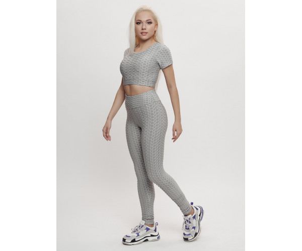 Костюм для фитнеса женский серого цвета 2001Sr