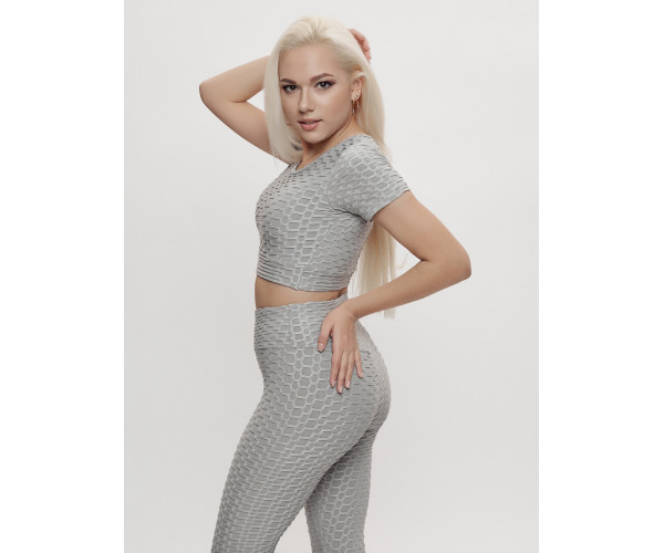 Костюм для фитнеса женский серого цвета 2001Sr