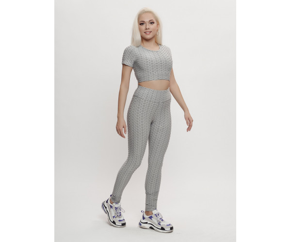 Костюм для фитнеса женский серого цвета 2001Sr