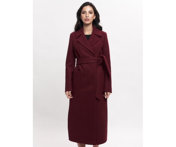 Пальто демисезонное бордового цвета 4057Bo