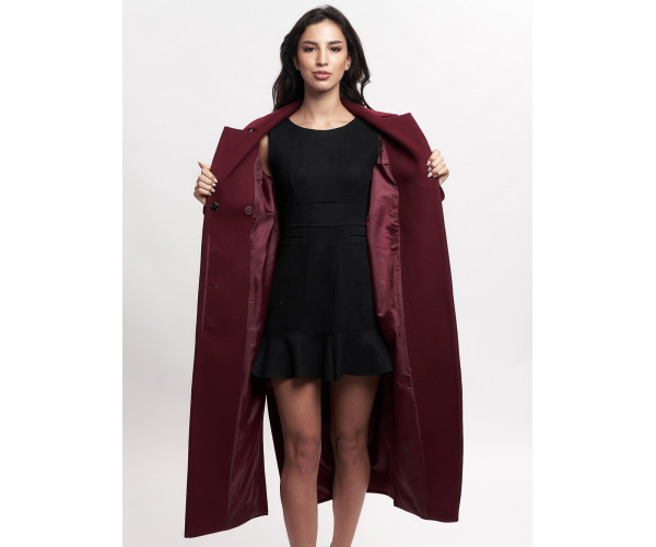 Пальто демисезонное бордового цвета 4057Bo