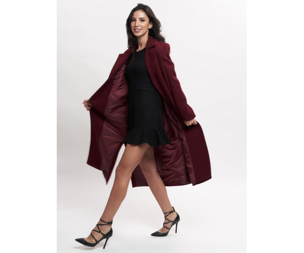 Пальто демисезонное бордового цвета 4057Bo