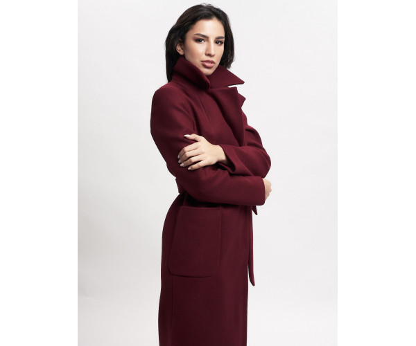 Пальто демисезонное бордового цвета 4057Bo