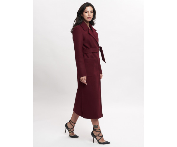 Пальто демисезонное бордового цвета 4057Bo