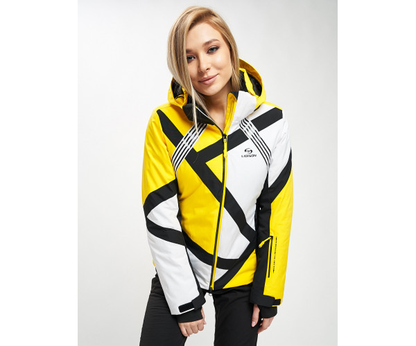 Горнолыжная куртка женская желтого цвета 77031J