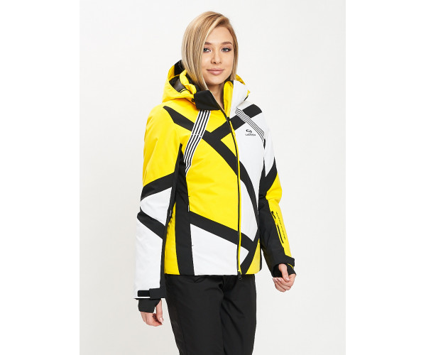 Горнолыжная куртка женская желтого цвета 77031J