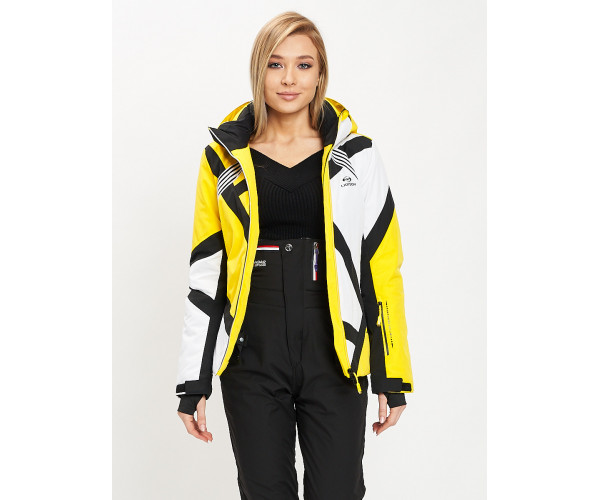 Горнолыжная куртка женская желтого цвета 77031J