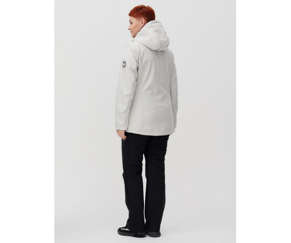 Женский осенний весенний костюм спортивный из ткани softshell большого размера бежевого цвета 02031-1B