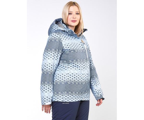 Женская зимняя горнолыжная куртка большого размера серого цвета 1830Sr