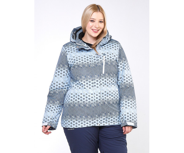 Женская зимняя горнолыжная куртка большого размера серого цвета 1830Sr